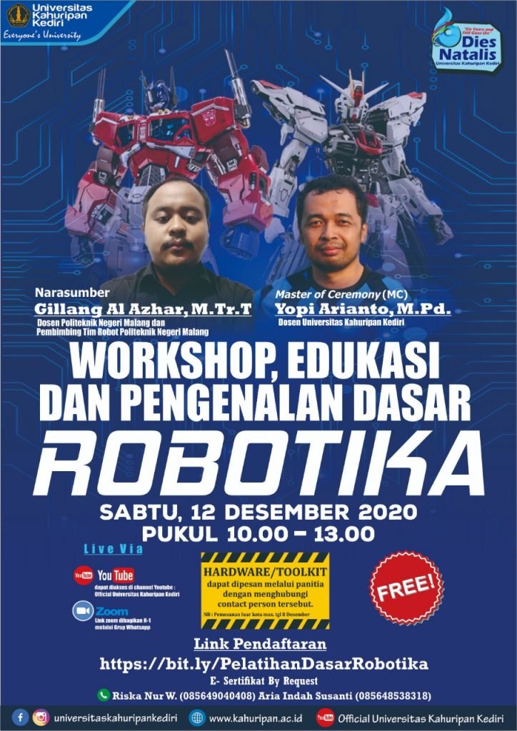 workshop, robotika, edukasi, webinar, universitas, pelatihan, kahuripan, kediri, kampung inggris, ukk